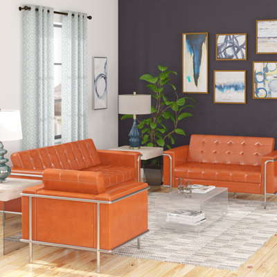 3 - Piece Faux Leather Reception Set