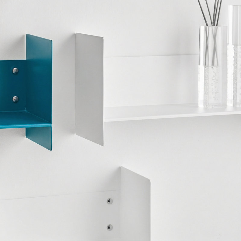Industrial Modern Metal Floating Wall Shelves for Living Room and Bedroom, 7.87" H x 11.8" W x 5.9" D, White