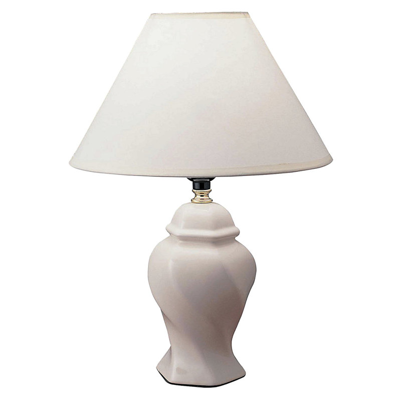 Lampe de table haute en céramique 13 po, abat-jour en lin en forme d'urne