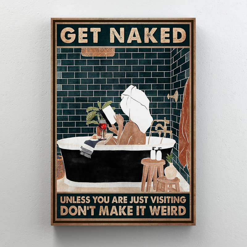 Fille lisant un livre dans le bain - Get Nude Gallery, toile tendue - décor de salle de bain et de lessive, décor de salle de bain noir et brun