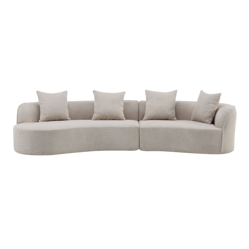 Hession 126" Modern Compression Curved Sectional Sofa, Almond Polyester