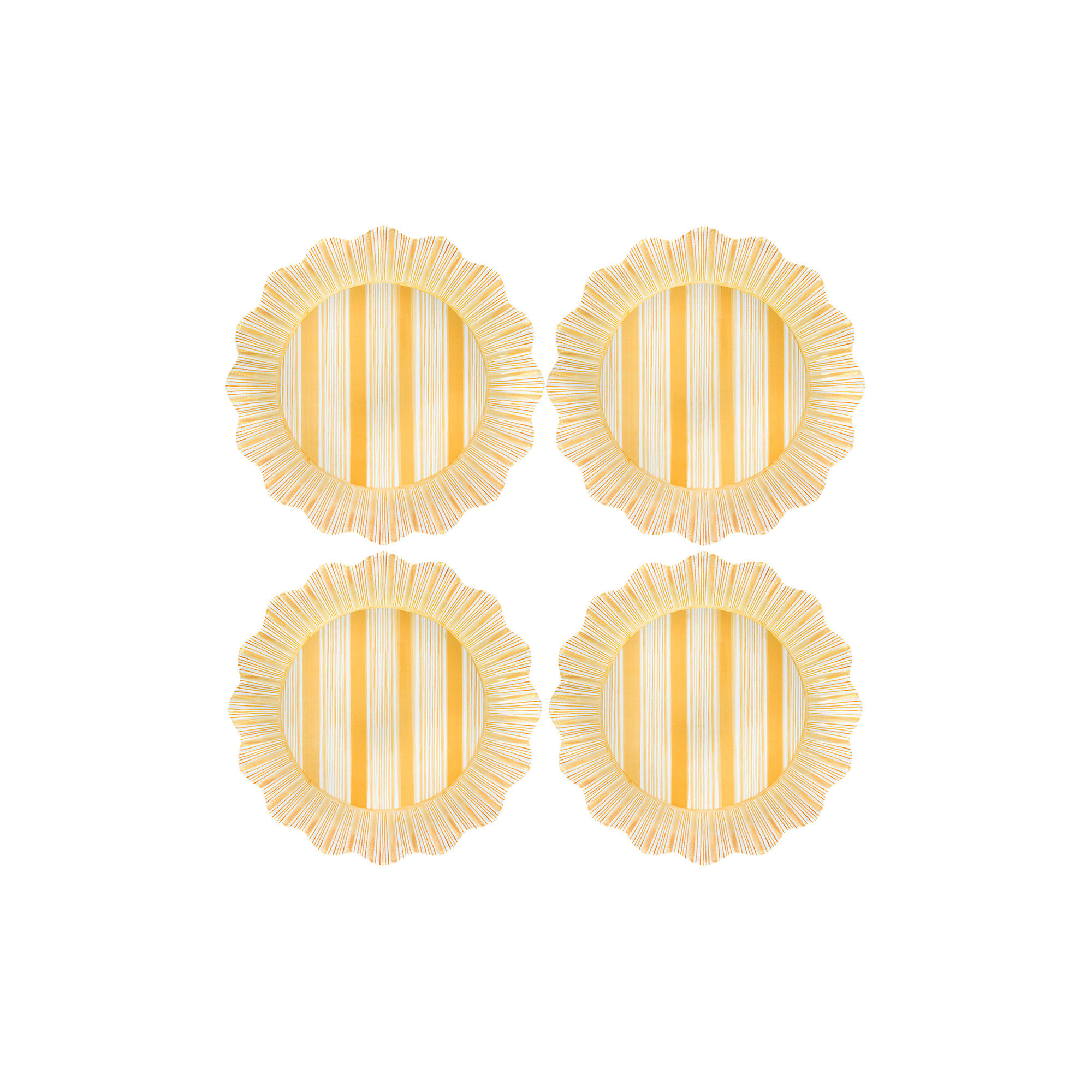 Cabana Stripe Melamine Dinner Plates, Sunshine