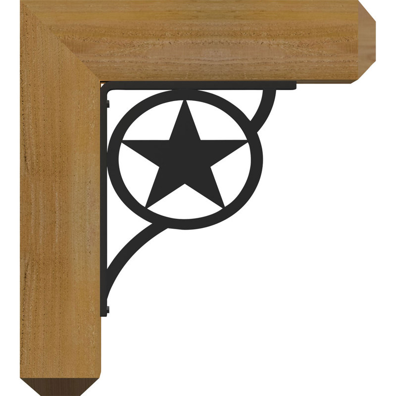 Austin 4" Single Brace Craftsman Ironcrest Bracket, 14"H x 11 1/2"D, 4"W x 2"T Western Red Cedar (Rough Sawn)