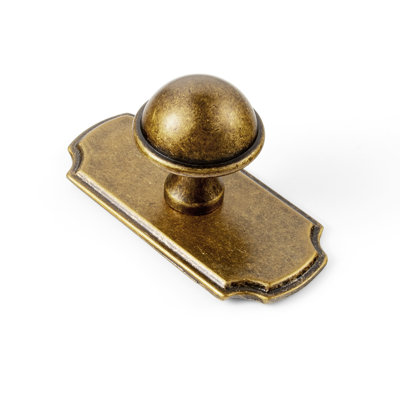 Boutons d'armoire champignon champignon avec plaque rectangulaire festonnée, boutons de tiroir ronds rétro avec plaque arrière