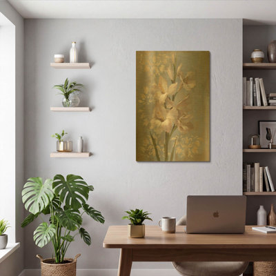 'Gladiola Blue' By Silvia Vassileva Gold Metal Wall Art, 24" x 36"