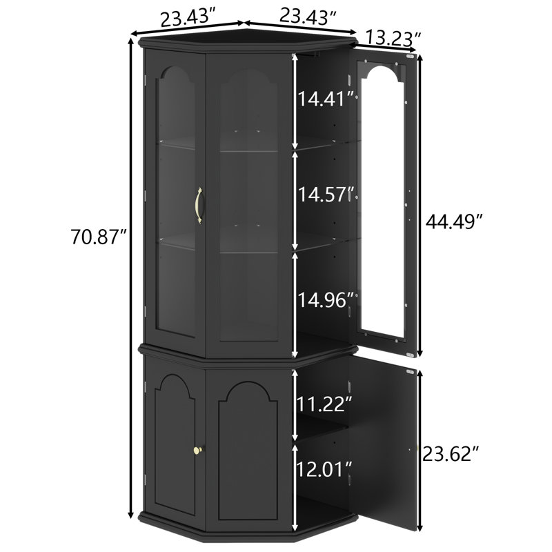 Armoire de coin Ruzmir, Noir, noir, noir, noir