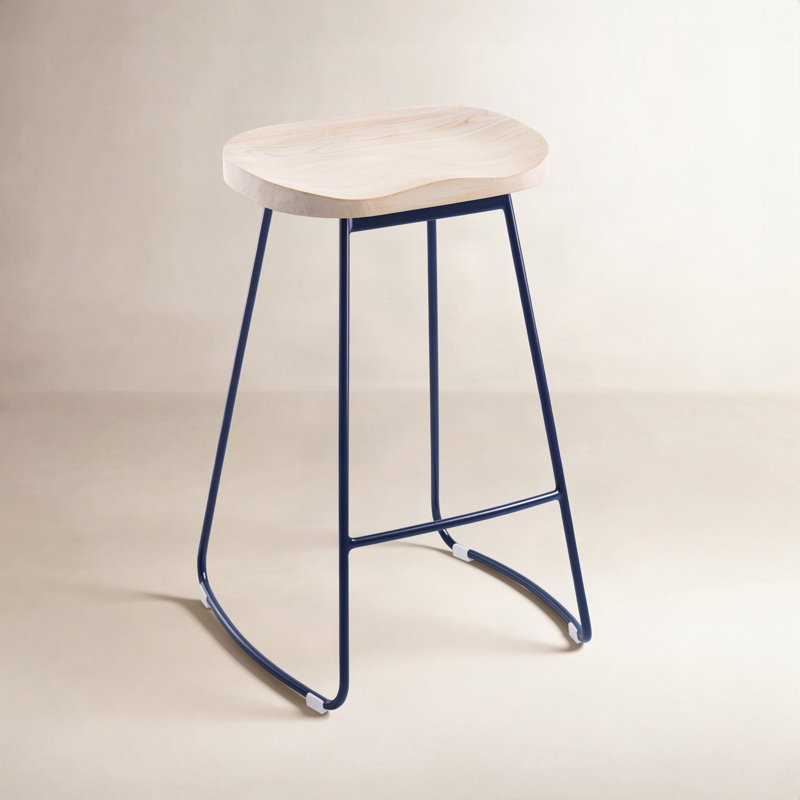 Tabouret de comptoir Saddle, Marine, Beige