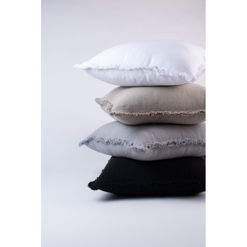 Olydia Fringed Reversible Throw Pillow, Asphalt