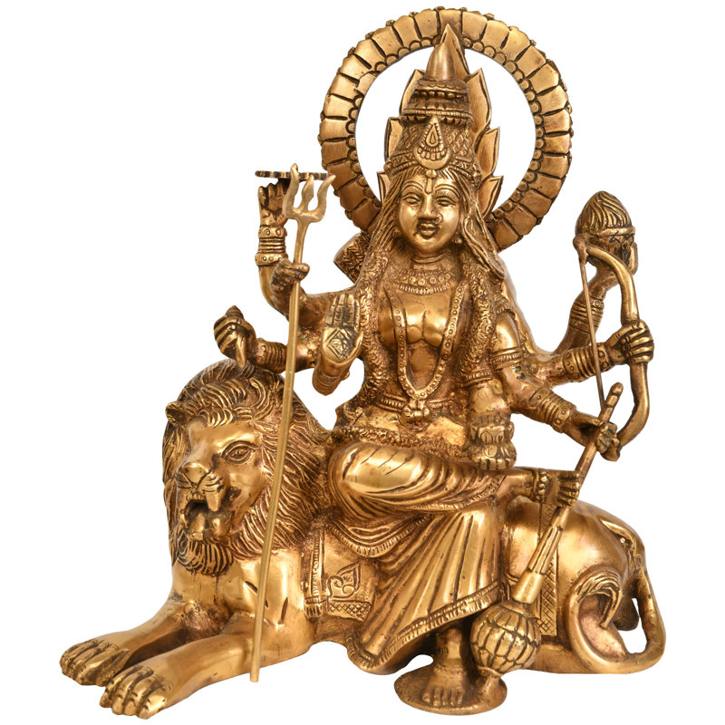 Ashtabhuja-Dhari Durga assise sur un lion