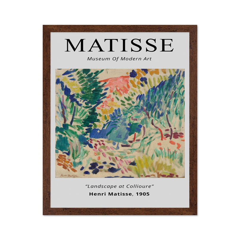 Henri Matisse - Paysage à Collioure, H 08 po x l 10 po, Affiche, Encadrement brun