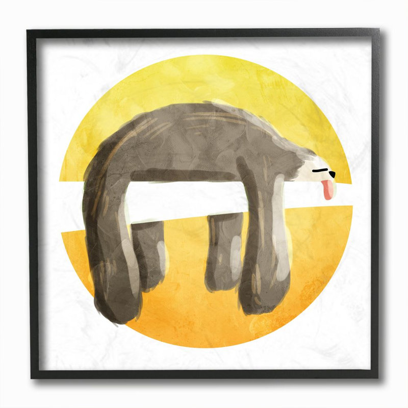 «Sleeping Tree Sloth Ex Bouted Jungle» par Milli Villa - impression d'art graphique, Giclée encadrée noir minuit
