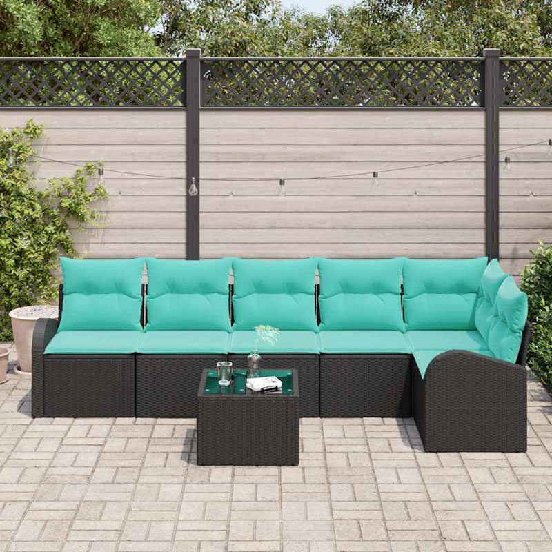 Ensemble de canapé de jardin vidaXL, Coussin bleu / cadre noir