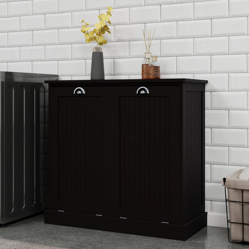 Trieur de linge noir E1, deux compartiments, enduit, sacs amovibles, capacité de charge de 100 lb, assemblage requis avec sac à vis et compartiments de classificateur de perceuse électrique - coque peinte