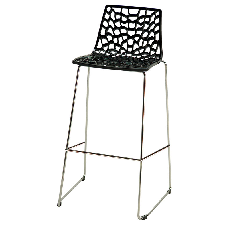 Counter Stool with Metal Frame, Glossy Black