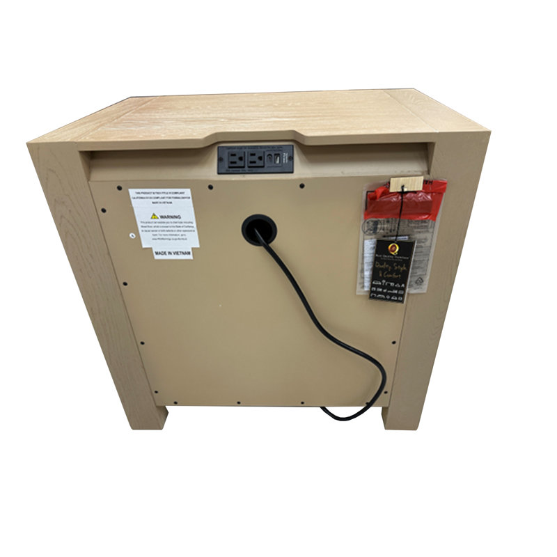 Light Oak 2-Drawer Nightstand With Hidden Power Strip