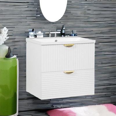 Meuble-lavabo simple mural 24 po avec plateau en résine Sneh