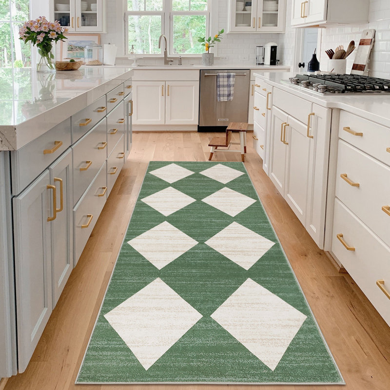 Machine Washable Rugs Distressed Trellis Rug for Living Room Non Slip Stain Resistant Carpet Modern Checkered Farmhouse Floor Cover