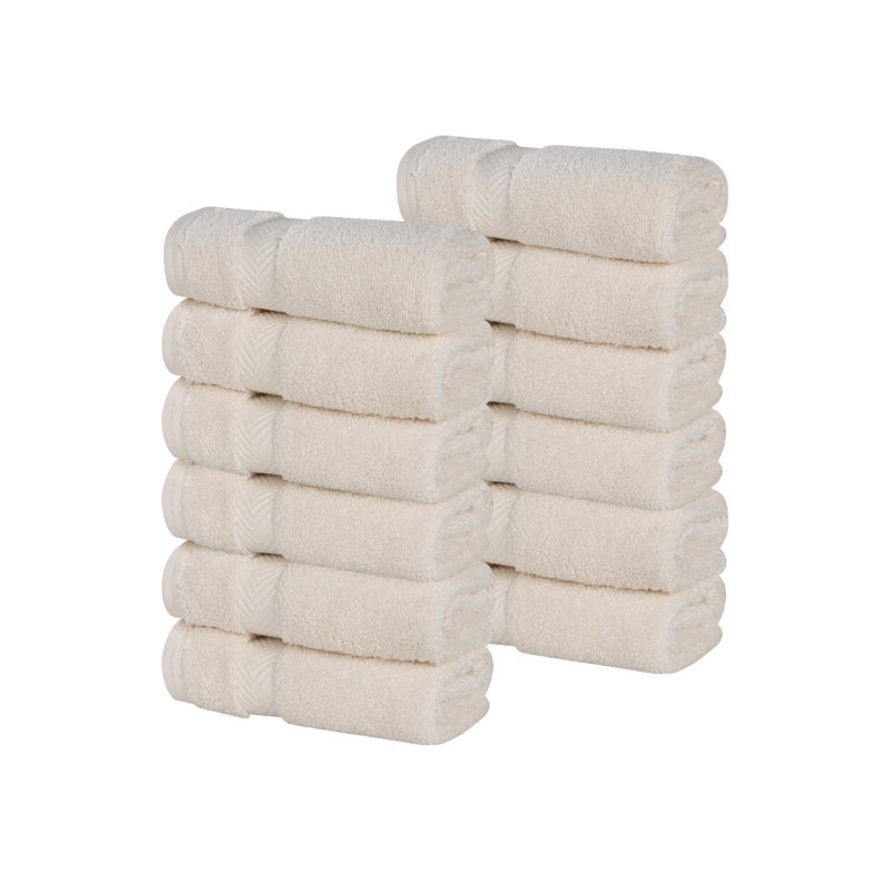 Débarbouillette à absorbant super doux à chevrons Salih Zero Twist, Ivoire