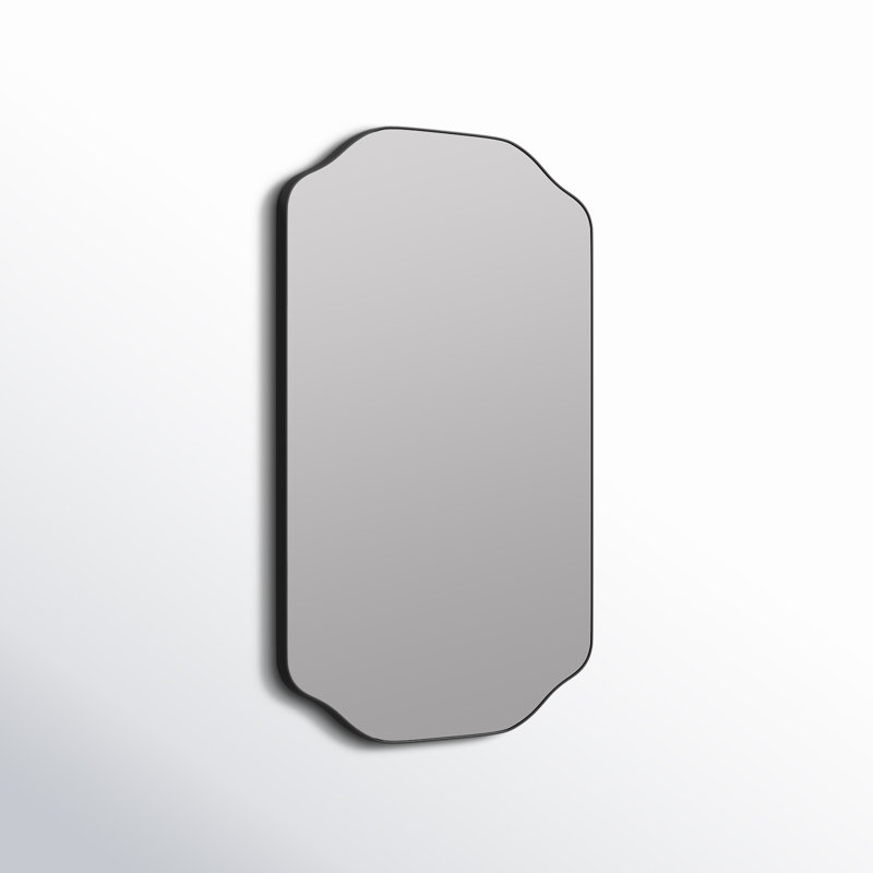 Henry Scalloped Metal Mirror, Matte Black