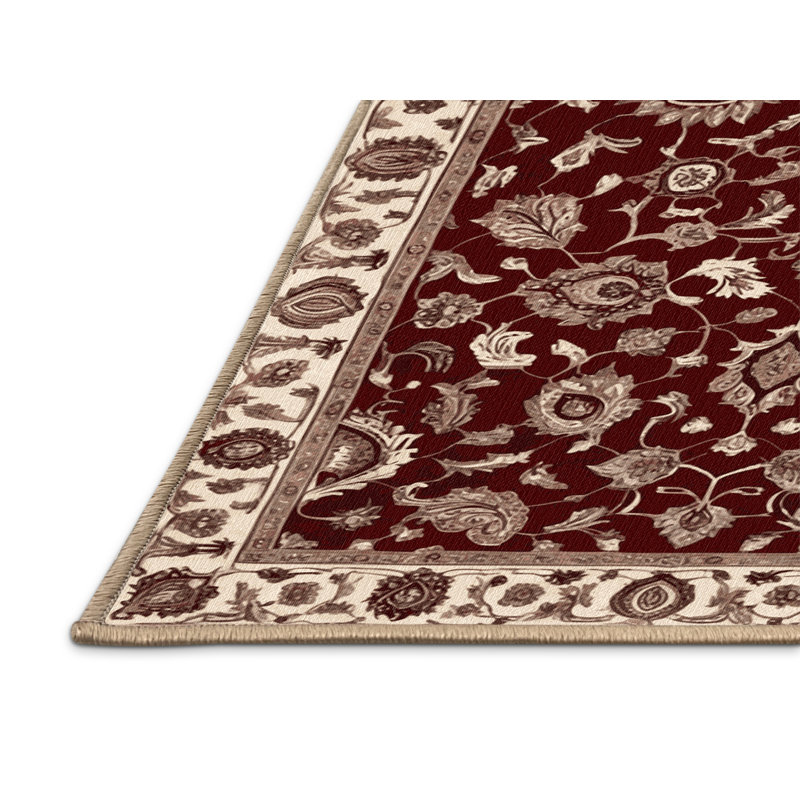 Tapis brun Tabriz lavable à la machine, Rectangle 6 pi x 9 pi