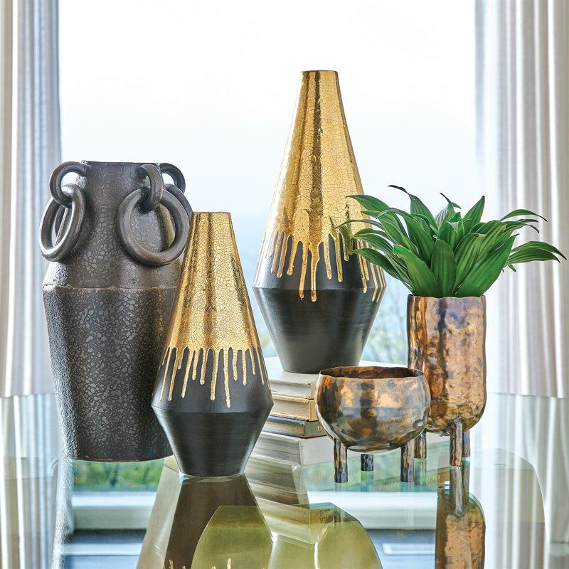 Gold Drip Vase-Lg, 16.5"