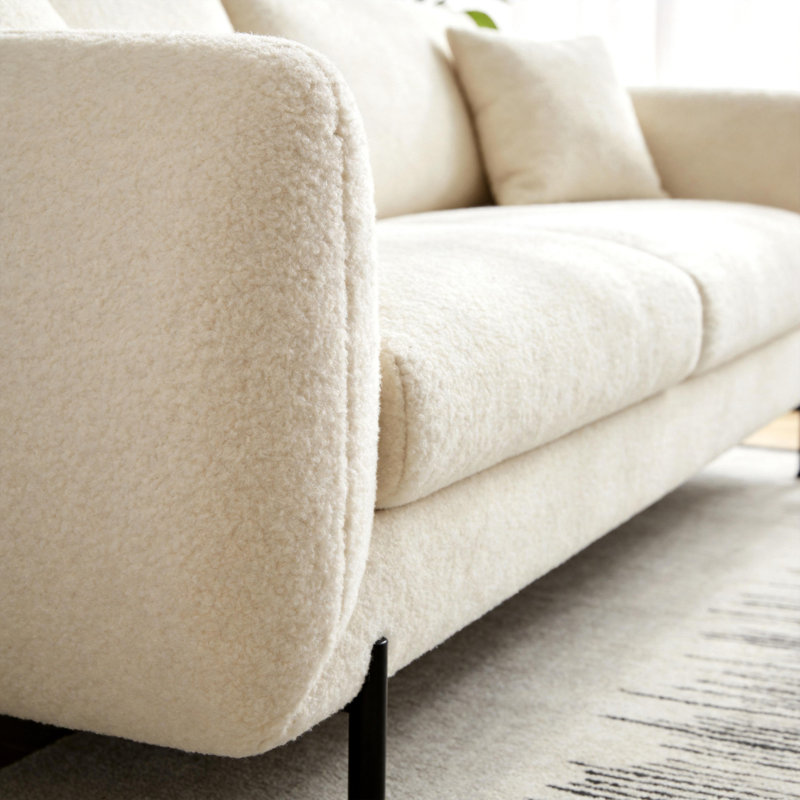 Canapé 82 po rembourré 3 places Boucle, White, Beige