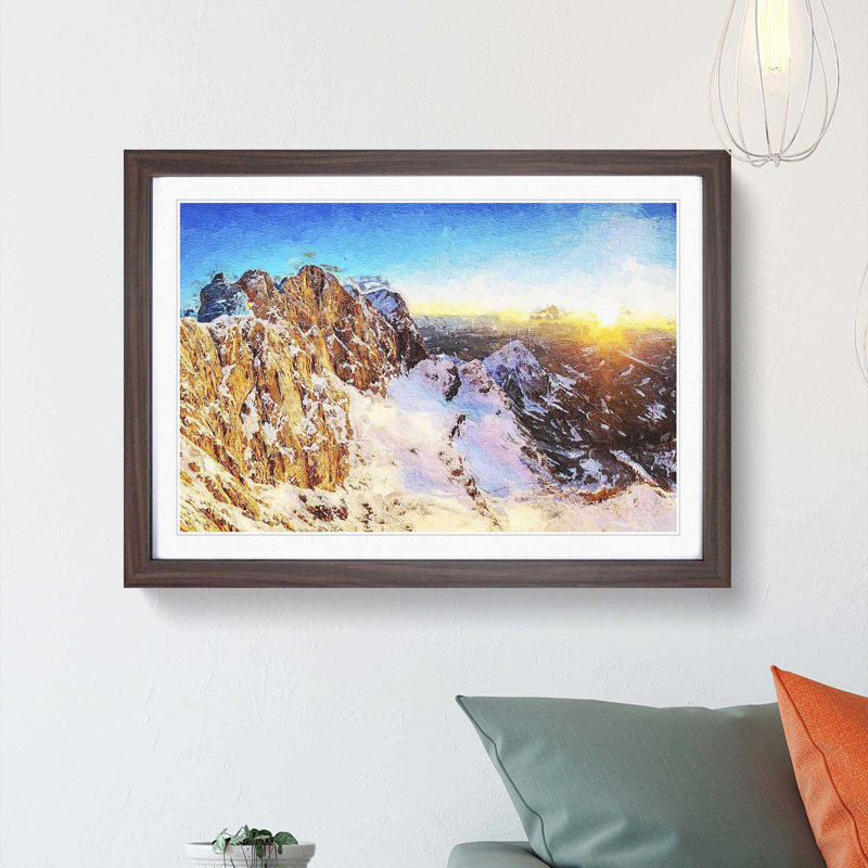 Hoher Dachstein Mountain in Austria - Picture Frame Painting Print, Walnut Framed, 36cm H x 48cm W x 2cm D