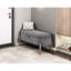 Banc de rangement élégant en velours côtelé gris avec des pieds en bois massif et une base polyvalente d'inspiration Mid-Century-127031250