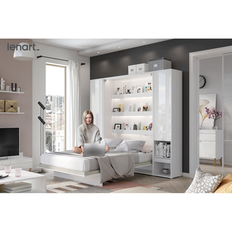 Nadarius Storage Bed, White Gloss, Kingsize (5')