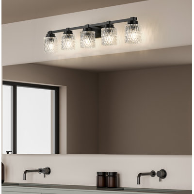 Meuble-lavabo noir mat 5 lumières Jacqueline