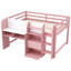 Full Size Loft Bed with Desk, Open Shelves, Storage Box & USB Charging Station, Solid Wood Space-Saving Bed Frame-1273351928