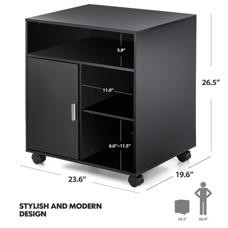 Haile 23.6'' Wide 5 - Shelf Storage Cabinet, Black
