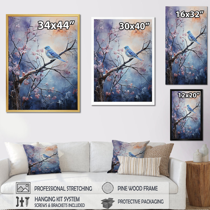 «Winter Enchanted Frost Pointillism II», reproduction d'art sur toile, Cadre flottant noir, 20" H x 12" W