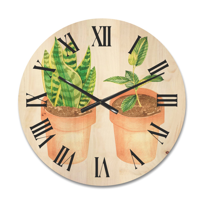 Horloge murale Sansevieria and Ficus, Moyen