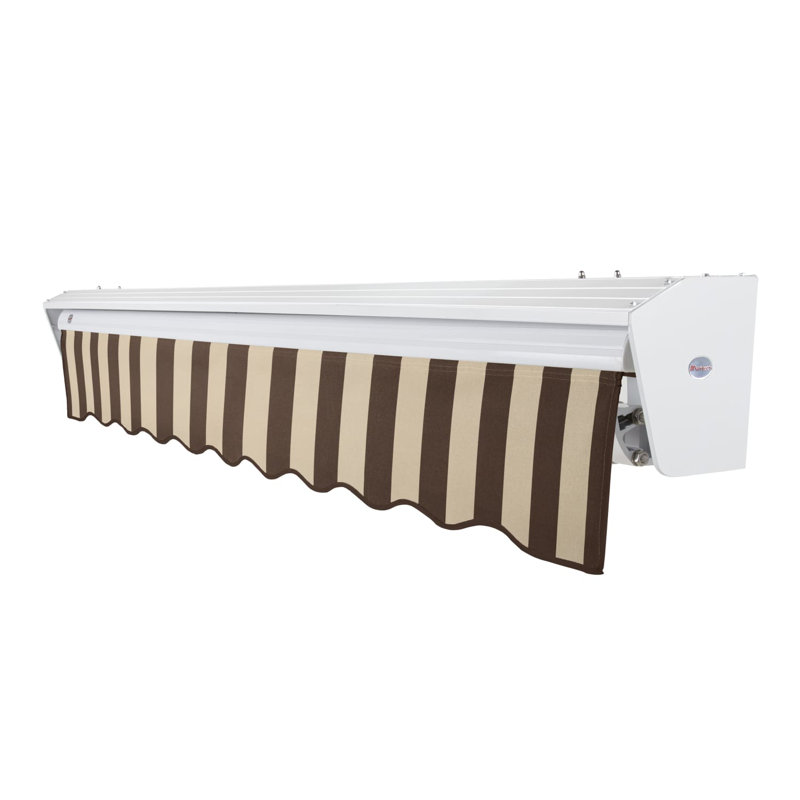 Auvent de patio rétractable avec capuchon Awntech Destin, Rayures brun / brun clair, l 16 pi x P 10 pi, Manuel