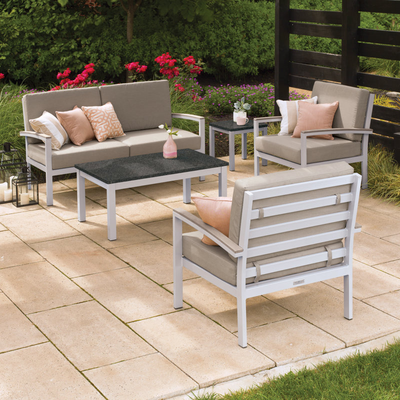 Travira Outdoor - Piece Conversation Set, Charcoal, Eggshell White