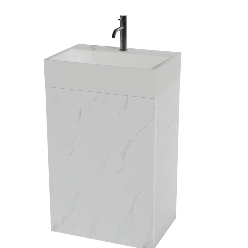 Meuble-lavabo pour salle de bain en marbre blanc avec installation sécuritaire et sécuritaire pour personnes âgées de 20 po