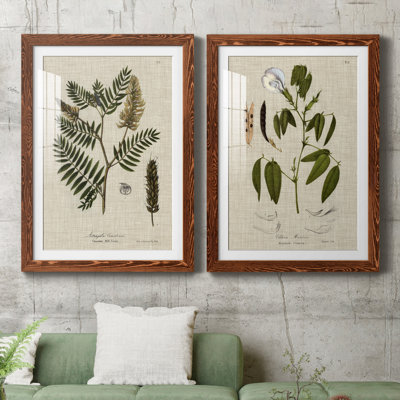 Lin et feuilles III - ensemble de 2 reproductions d'art sur papier encadré