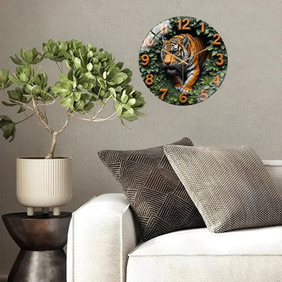 Horloge murale ronde en forme de tigre