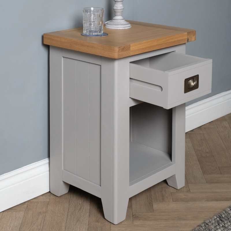 Altti 47cm W Solid Wood Bedside Table, Grey