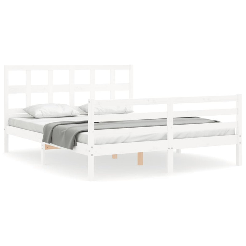 Bed Frame with Headboard, 150 x 200 cm, Grey