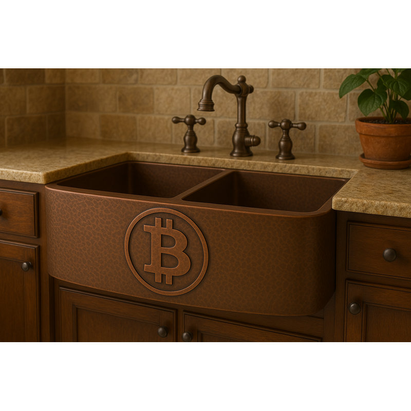 Williston Forge Blaydon 530mm W Double Bowl Copper Kitchen Sink