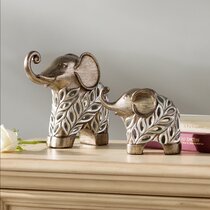 Smadeer Elephant Statue for Home Decor Accents,Small Elephant Figurine with  Trunk up for Shelf Bookshelf Table Living Room Desk Office Indoor