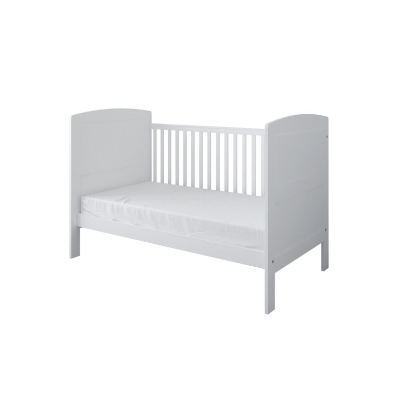 Reggie White Cot Bed with Mattress 140x70x10cm 
