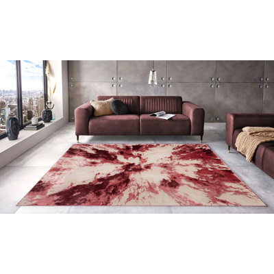 Abstract and Marble Flokati Area Rug