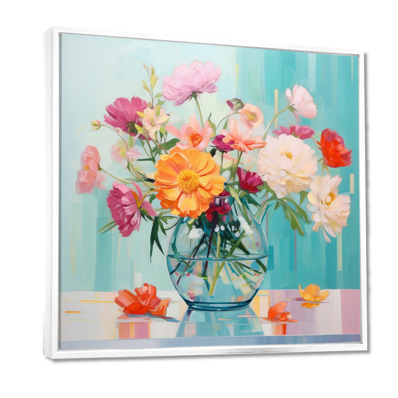Art floral mural fleurs sauvages, Toile encadrée flottée blanche, H 36 po x l 36 po x P 1,5 po