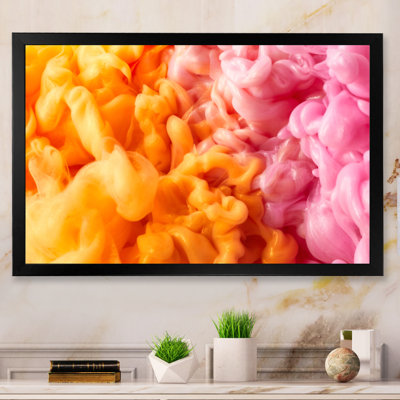 Orange And Pink Fluid Ink Art II - Modern & Contemporary Canvas Art Print