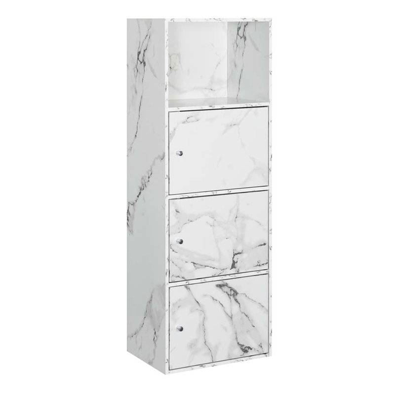 Argonaut 3-Door Accent Cabinets, White Marble
