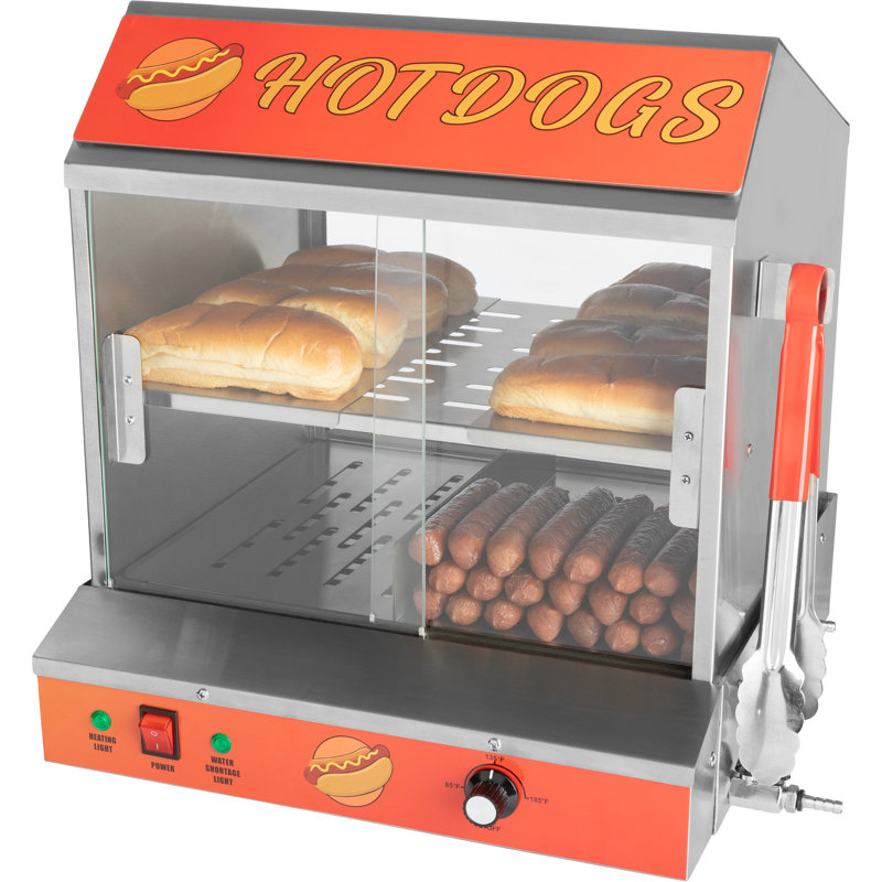 Hot Dog Machine - 34.5L Hot Dog Steamer with Bun Warmer - 1200W Hotdog Maker Holds 175 Hotdogs and 40 Buns by Great Northern Popcorn