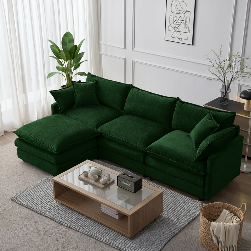 105" Modular Sectional Couch, Green